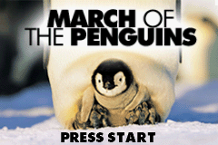 March of the Penguins title screen for GameBoy Advance